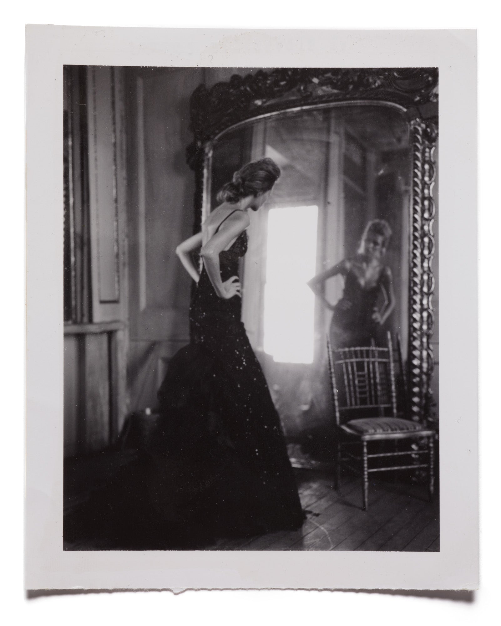 polaroid, fine art, black and white photo, Anja Rubik, gallery wall